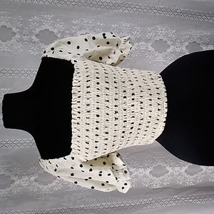 Fashion Nova Polka Women's Top Blouse Size L White And Black